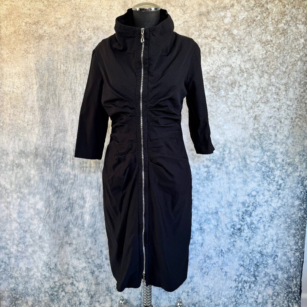 Joseph Ribkoff Vintage Black Zip Front Dress - 10